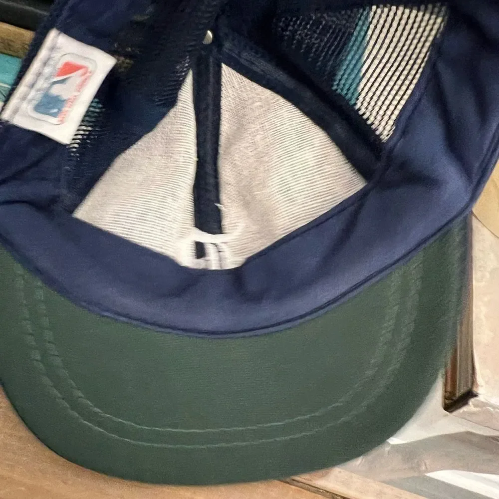 Vintage youth Detroit mesh trucker SnapBack with green under bill.